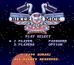 Biker Mice from Mars (USA) Title Screen